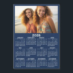 Calendar with Photo Full Year View Modern Magnet<br><div class="desc">A very useful item for school or home office. This shows a full year view of all dates. A calendar printed on a magnet combines practicality with convenience, transforming a workspace essential into a time-management tool. This innovative design features a full-year or monthly calendar layout integrated into the magnet's surface,...</div>