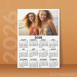 Calendar with Photo Full Year View Modern Magnet<br><div class="desc">A very useful item for school or home office. This shows a full year view of all dates. A calendar printed on a magnet combines practicality with convenience, transforming a workspace essential into a time-management tool. This innovative design features a full-year or monthly calendar layout integrated into the magnet's surface,...</div>