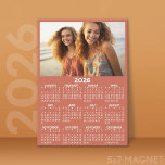 Calendar with Photo Full Year View Modern Magnet<br><div class="desc">A very useful item for school or home office. This shows a full year view of all dates. A calendar printed on a magnet combines practicality with convenience, transforming a workspace essential into a time-management tool. This innovative design features a full-year or monthly calendar layout integrated into the magnet's surface,...</div>