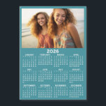 Calendar with Photo Full Year View Modern Magnet<br><div class="desc">A very useful item for school or home office. This shows a full year view of all dates. A calendar printed on a magnet combines practicality with convenience, transforming a workspace essential into a time-management tool. This innovative design features a full-year or monthly calendar layout integrated into the magnet's surface,...</div>