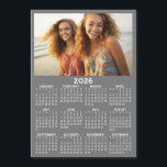Calendar with Photo Full Year View Modern Magnet<br><div class="desc">A very useful item for school or home office. This shows a full year view of all dates. A calendar printed on a magnet combines practicality with convenience, transforming a workspace essential into a time-management tool. This innovative design features a full-year or monthly calendar layout integrated into the magnet's surface,...</div>