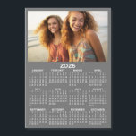 Calendar with Photo Full Year View Modern Magnet<br><div class="desc">A very useful item for school or home office. This shows a full year view of all dates. A calendar printed on a magnet combines practicality with convenience, transforming a workspace essential into a time-management tool. This innovative design features a full-year or monthly calendar layout integrated into the magnet's surface,...</div>