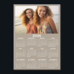 Calendar with Photo Full Year View Modern Magnet<br><div class="desc">A very useful item for school or home office. This shows a full year view of all dates. A calendar printed on a magnet combines practicality with convenience, transforming a workspace essential into a time-management tool. This innovative design features a full-year or monthly calendar layout integrated into the magnet's surface,...</div>