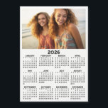 Calendar with Photo Full Year View Modern Minimal<br><div class="desc">A very useful item for school or home office. This shows a full year view of all dates. A calendar printed on a magnet combines practicality with convenience, transforming a workspace essential into a time-management tool. This innovative design features a full-year or monthly calendar layout integrated into the magnet's surface,...</div>