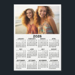 Calendar with Photo Full Year View Modern Minimal<br><div class="desc">A very useful item for school or home office. This shows a full year view of all dates. A calendar printed on a magnet combines practicality with convenience, transforming a workspace essential into a time-management tool. This innovative design features a full-year or monthly calendar layout integrated into the magnet's surface,...</div>