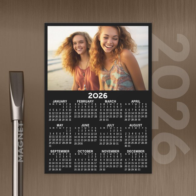 Calendar with Photo Full Year View Modern Minimal (2026 Calendar with A Photo and Magnetic Back)
