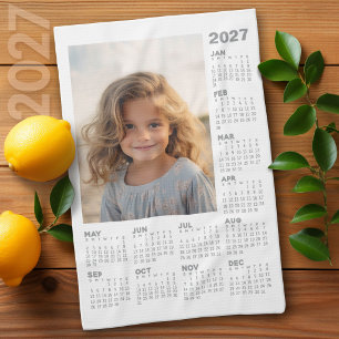 Calendar with Photo Full Year View Modern Minimal Kitchen Towel