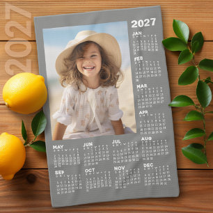 Calendar with Photo Full Year View Modern Minimal Kitchen Towel