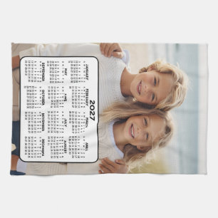 Calendar with Photo Full Year View Modern Minimal Kitchen Towel
