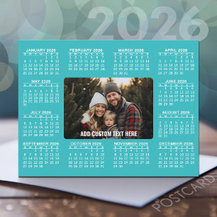 Calendar with Photo in the Center - BLue White Postcard