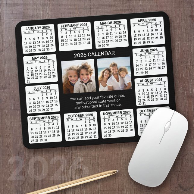 Calendar with Photo in the Center Mouse Pad (2026 Calendar with your photos - Great Business Gift or Home Office Decor)