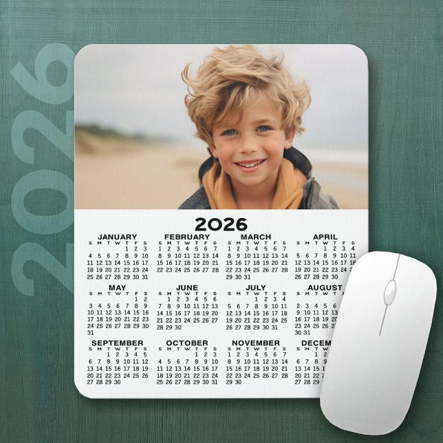 Calendar with Photo - Year View Vertical Mouse Pad (2026 Calendar Mousepad)