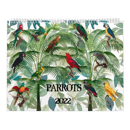 Calendar with Tropical Parrots