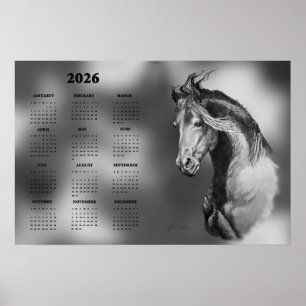 Calendar, Yearly Beautiful Stallion Horse Poster