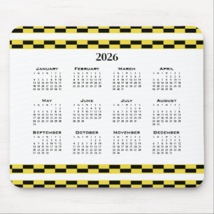 Calendar yellow and black blocks mouse pad