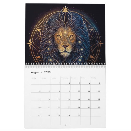 Calendar zodiac sign gold and black 