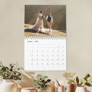 Calendario 2027 Fotografía de Boda Personalizada Chic Script