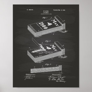 Calender 1901 Patent Art Chalkboard Poster