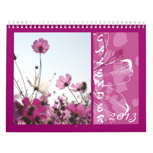 Calender 2013 pink beautiful flowers calendar (Cover)
