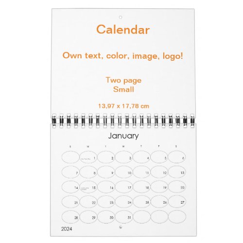 Calender Two Page Small uni White _ own Color Calendar