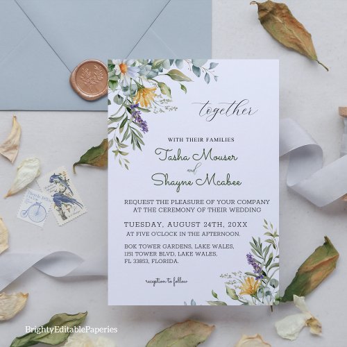 Calendula Flower  Wedding Invitation Template