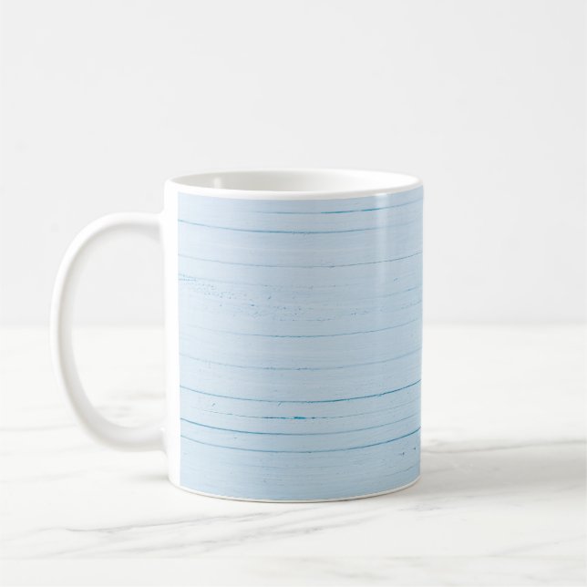 Calendula Flowers: Blue Wooden Background Coffee Mug (Left)