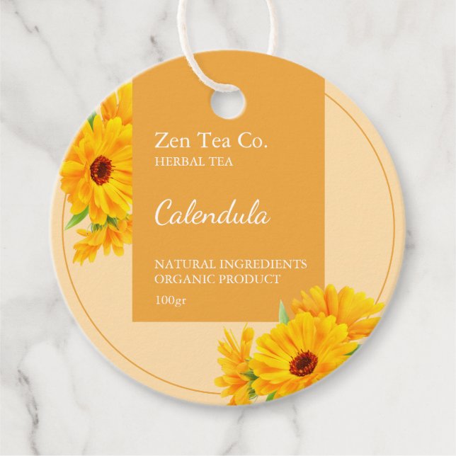 Calendula Herbal Tea Business Tag (Front)