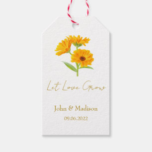 Calendula Let love grow wedding seed Gift Tags
