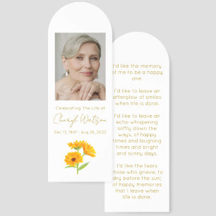 Calendula Simple Photo Funeral Bookmark