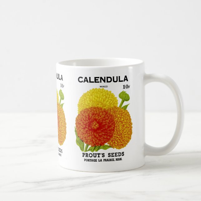 Calendula Vintage Seed Packet Coffee Mug (Right)