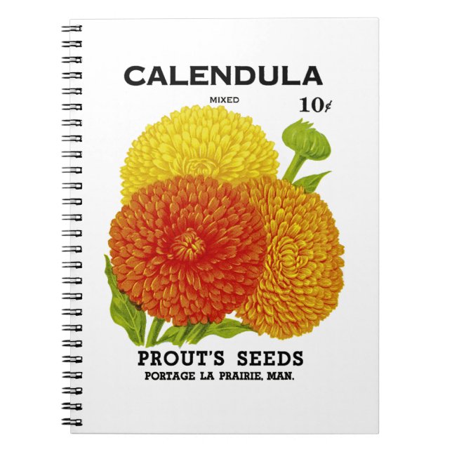Calendula Vintage Seed Packet Notebook (Front)