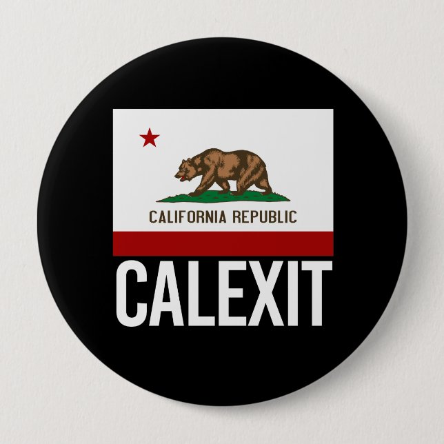 Calexit - California Exit Flag white  - -  Pinback Button (Front)