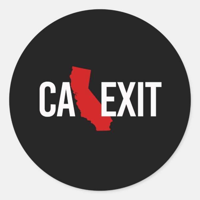 Calexit - California Exit - red white - -  Classic Round Sticker (Front)