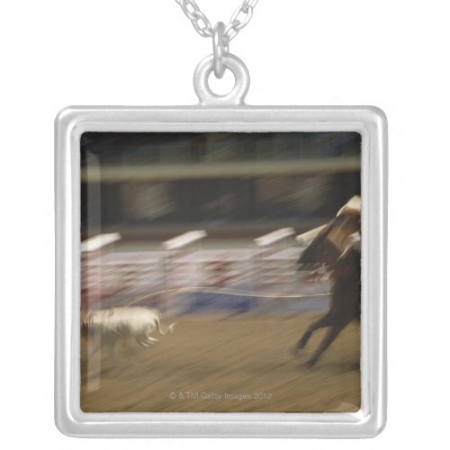 Calf Roping Calgary Stampede Silver Plated Necklace