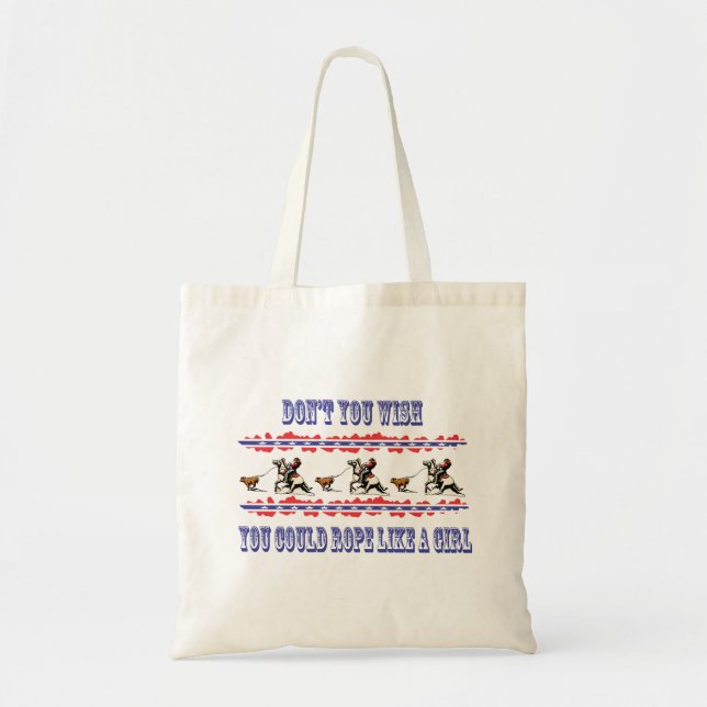 Calf Roping Cowgirl Tote Bag (Front)