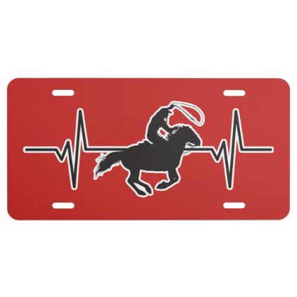 Calf Roping - Heartbeat Pulse Graphic License Plate