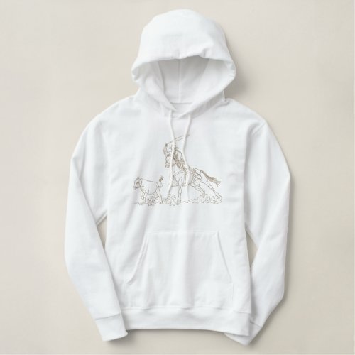 Calf Roping Outline Embroidered Hoodie