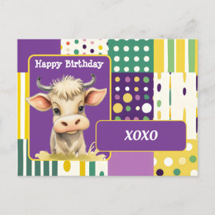 Calf XOXO Happy Birthday Postcard