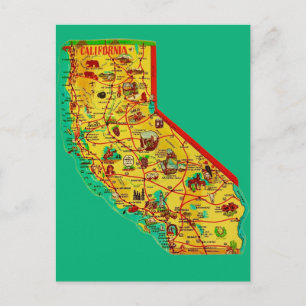 Calfornia Cutout State Map Postcard
