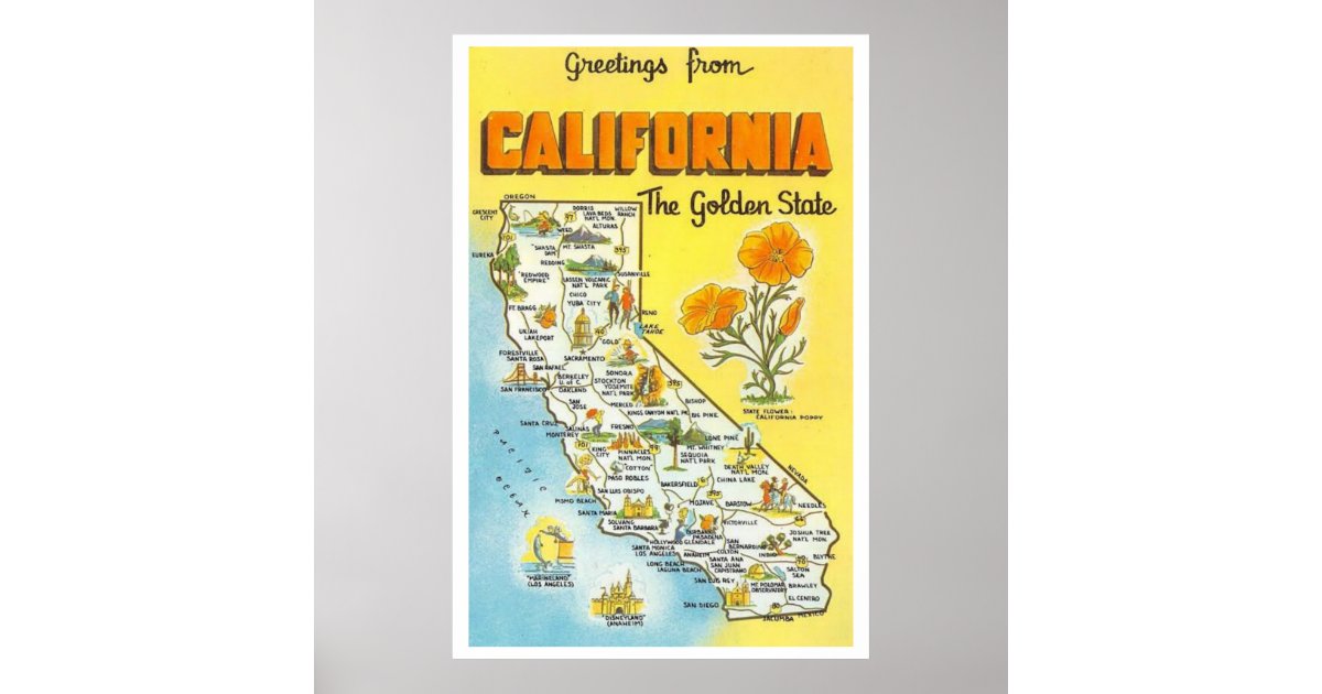 Calfornia State Map 24x36 Poster | Zazzle