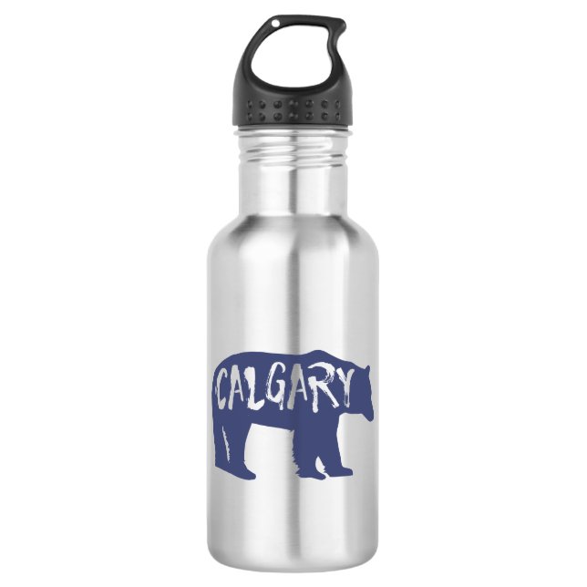 Calgary Alberta Bear Stainless Steel Water Bottle (Front)