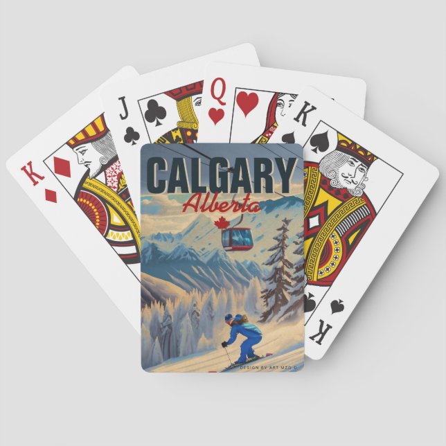 Calgary Alberta Canada Skiing Souvenirs 1950s Poker Cards (Back)