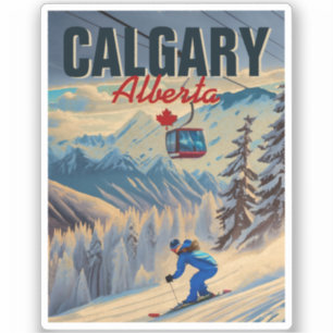 Calgary Alberta Canada Skiing Souvenirs 1950s Sticker