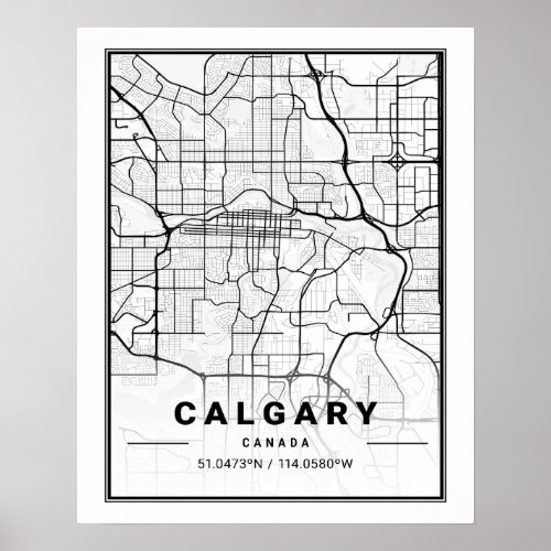 Calgary Alberta Canada Travel City Map Poster