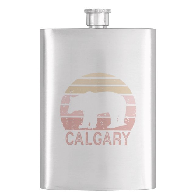Calgary Alberta Retro Bear Flask (Front)