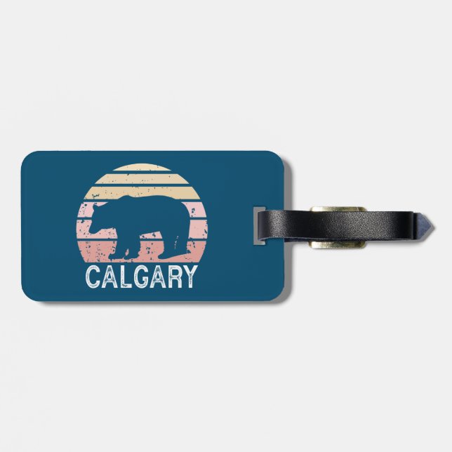 Calgary Alberta Retro Bear Luggage Tag (Back Horizontal)