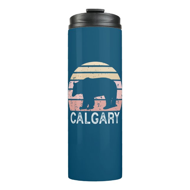 Calgary Alberta Retro Bear Thermal Tumbler (Front)