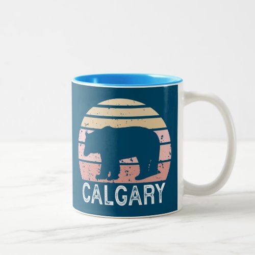 Calgary Alberta Retro Bear Two_Tone Coffee Mug