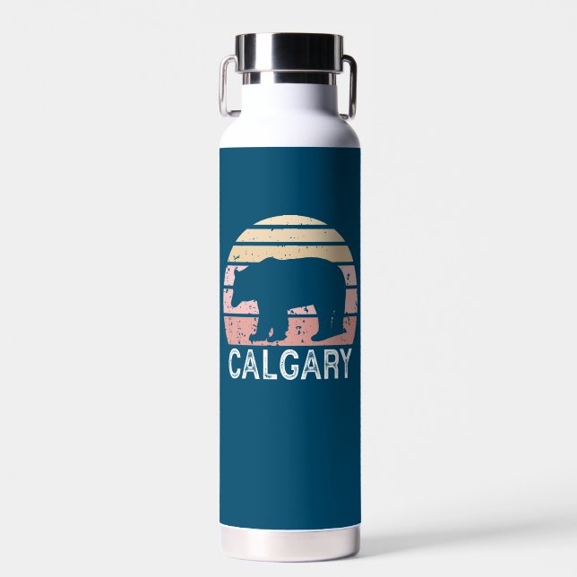 Calgary Alberta Retro Bear Water Bottle (Front)