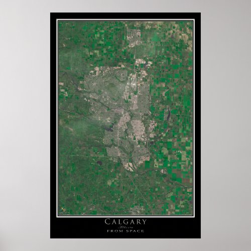 Calgary Alberta Satellite Poster Map